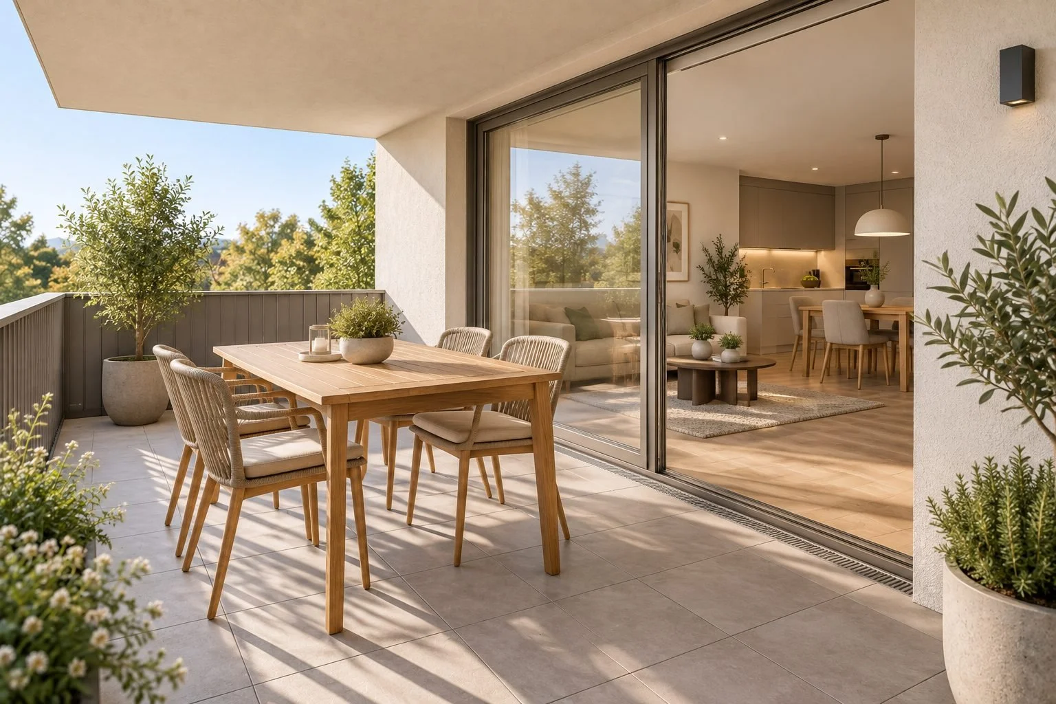 Visualisierung gedeckter Balkon, Wohnung B09
