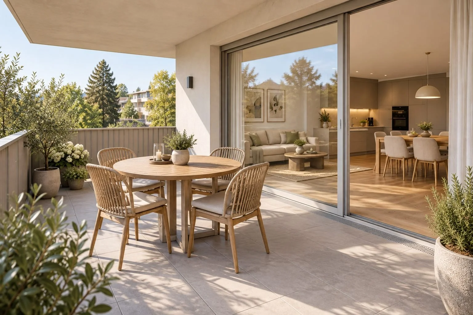 Visualisierung gedeckter Balkon, Wohnung B05