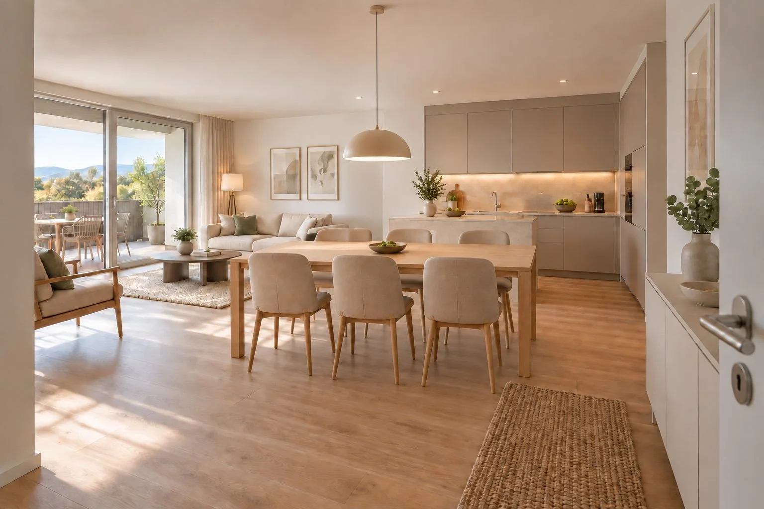 Visualisierung Wohnen, Essen, Kochen, Wohnung B09 Talberg-Park Schaffhausen
