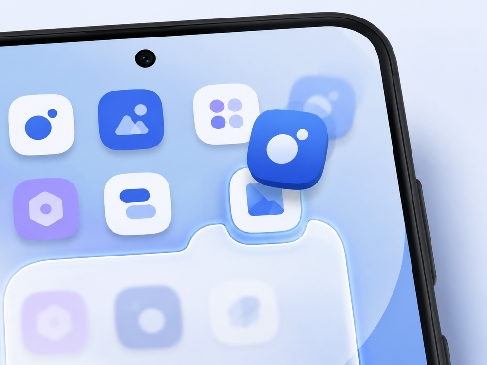 Creating an app folder on Android by dragging icons together, easy on a clean Messenger Chat Home layout