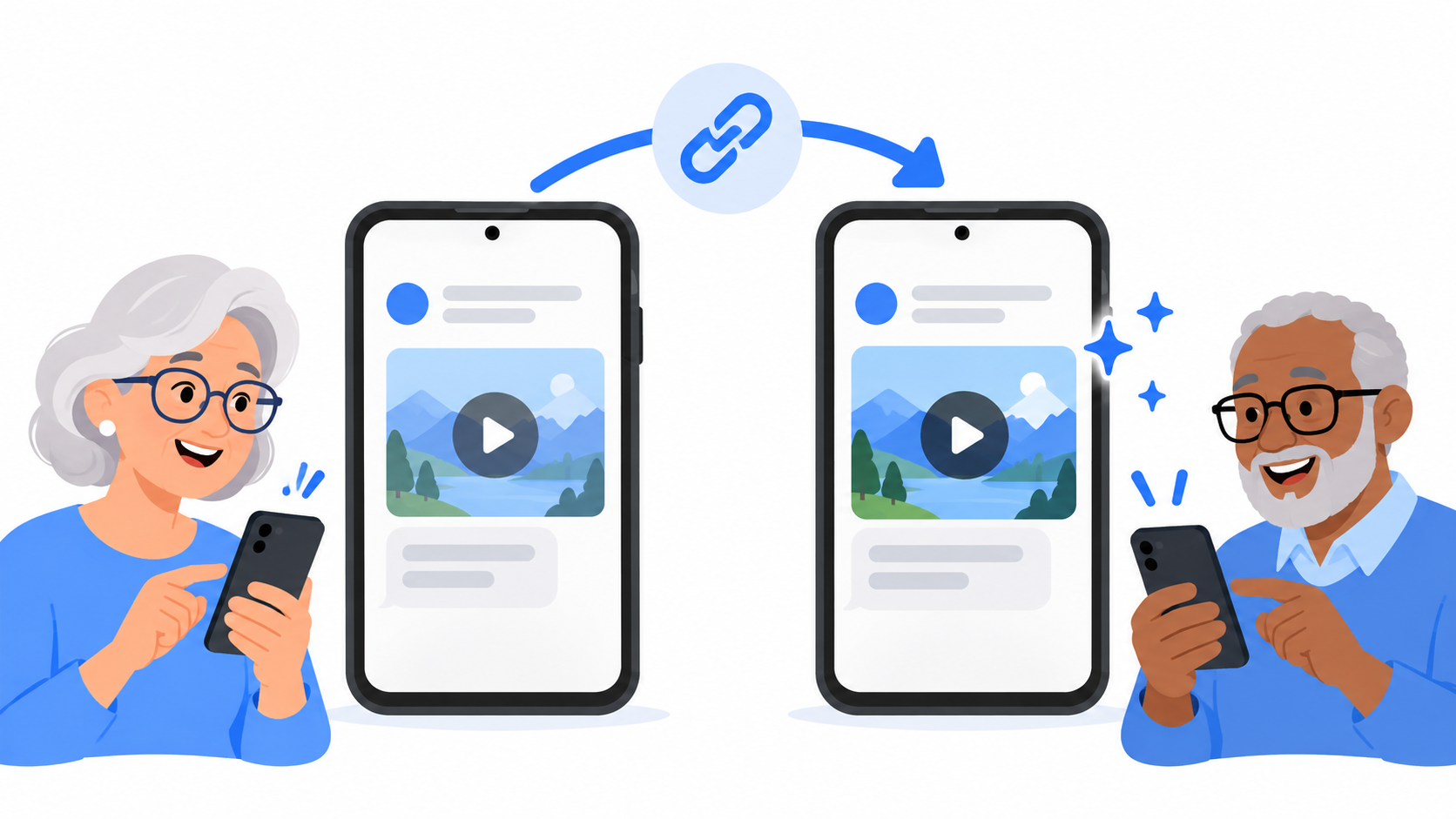 A video being shared as a link from one phone to another and arriving clear