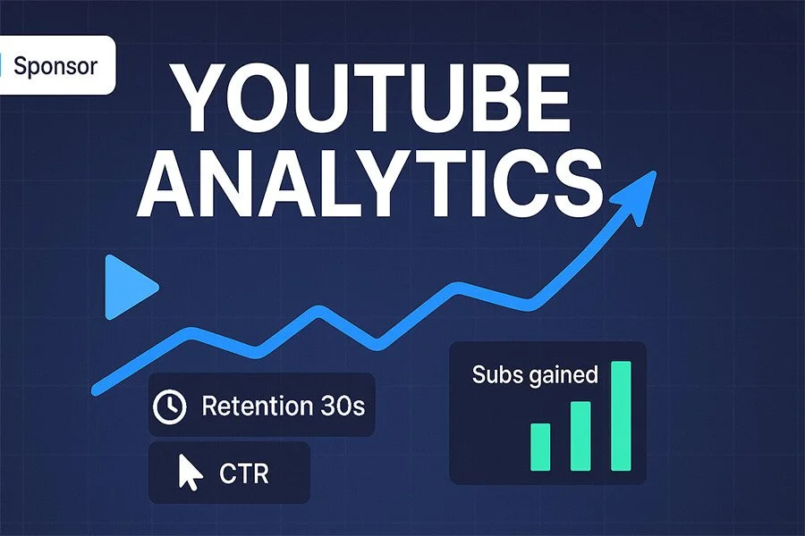 Illustration of a YouTube analytics graph with stacks of money; sponsored post.