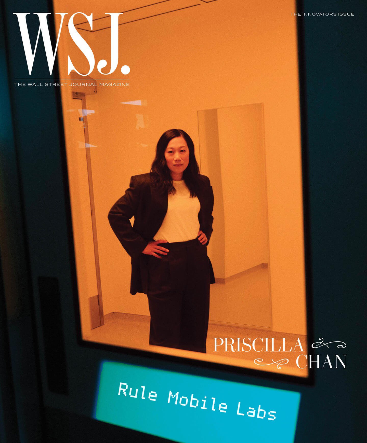 Priscilla Chan in a lab setting; Rule Mobile composite cover