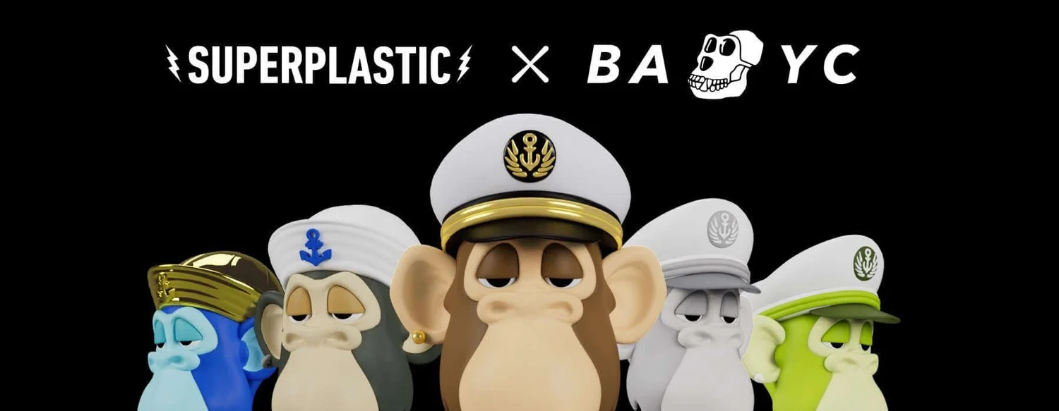 SUPERPLASTIC × BAYC banner artwork with Curtis and crew