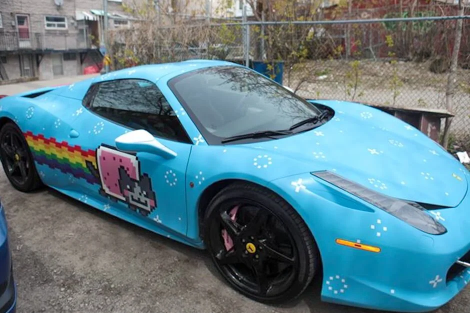 Front three‑quarter view of deadmau5’s Purrari