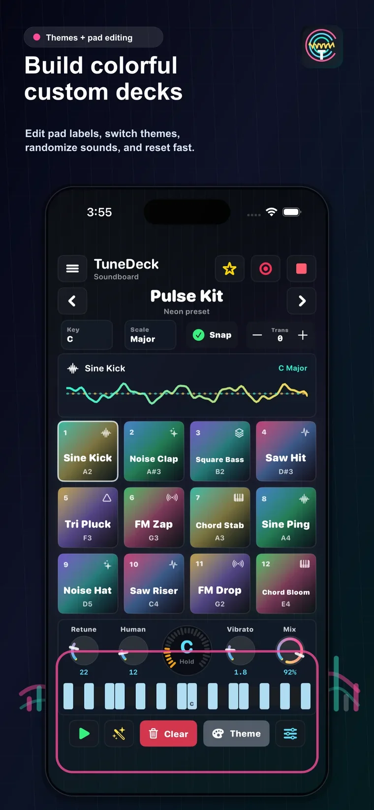 TuneDeck iPhone custom deck editing