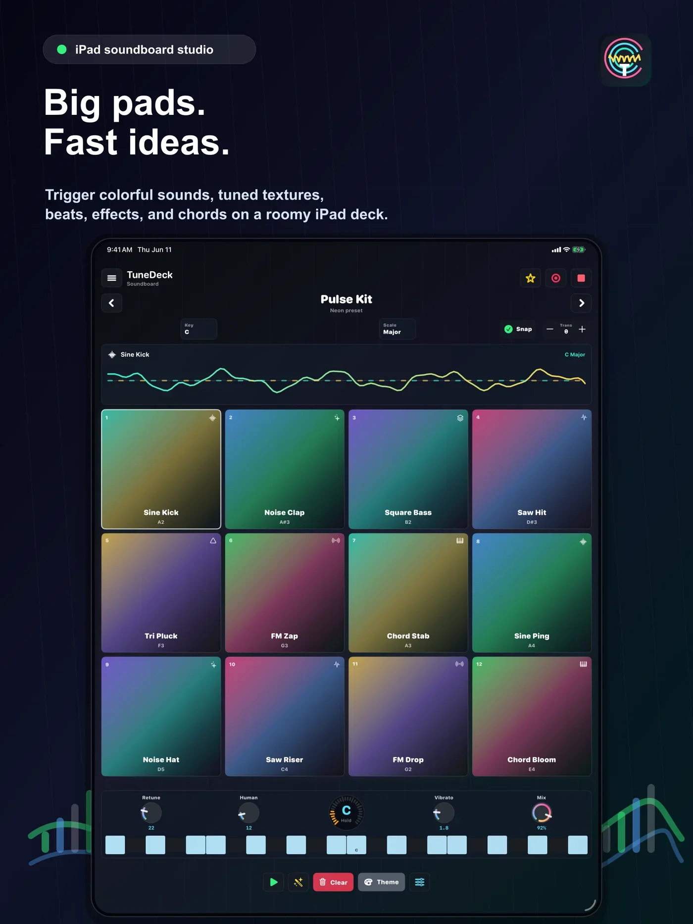 TuneDeck iPad soundboard studio interface