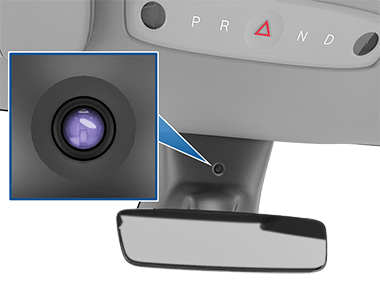 Tesla cabin camera location near the rearview mirror