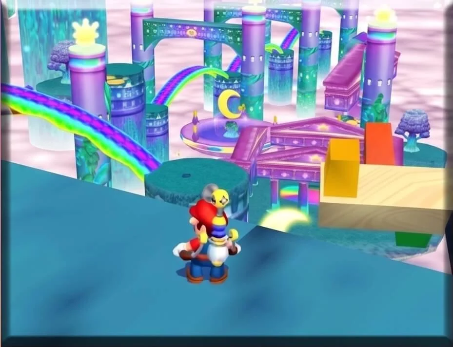 Mario exploring a colorful new level in Super Mario Eclipse