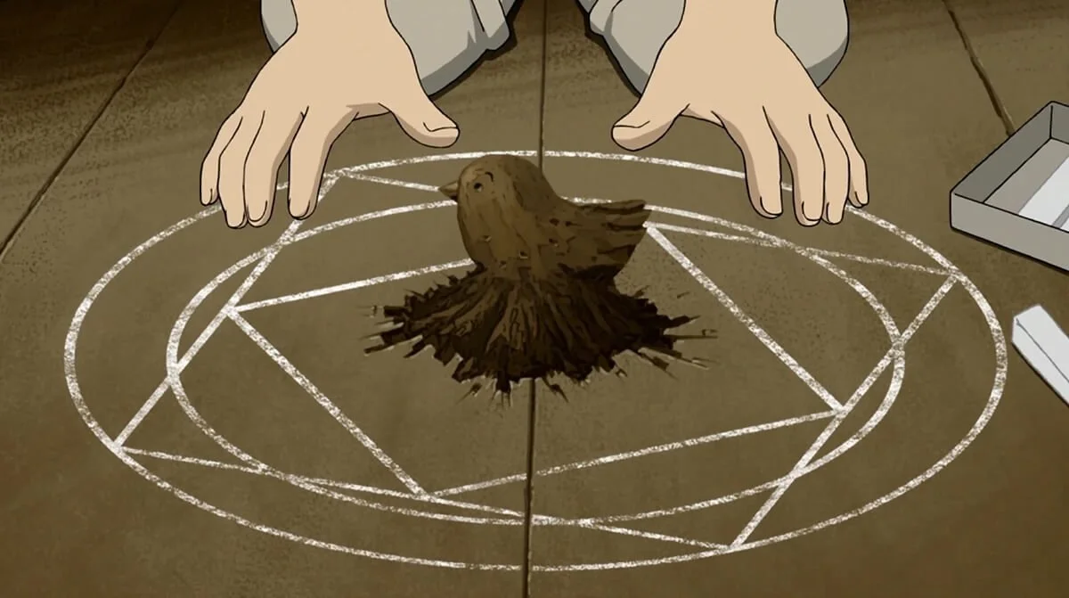 Edward claps to transmute: Equivalent Exchange scene