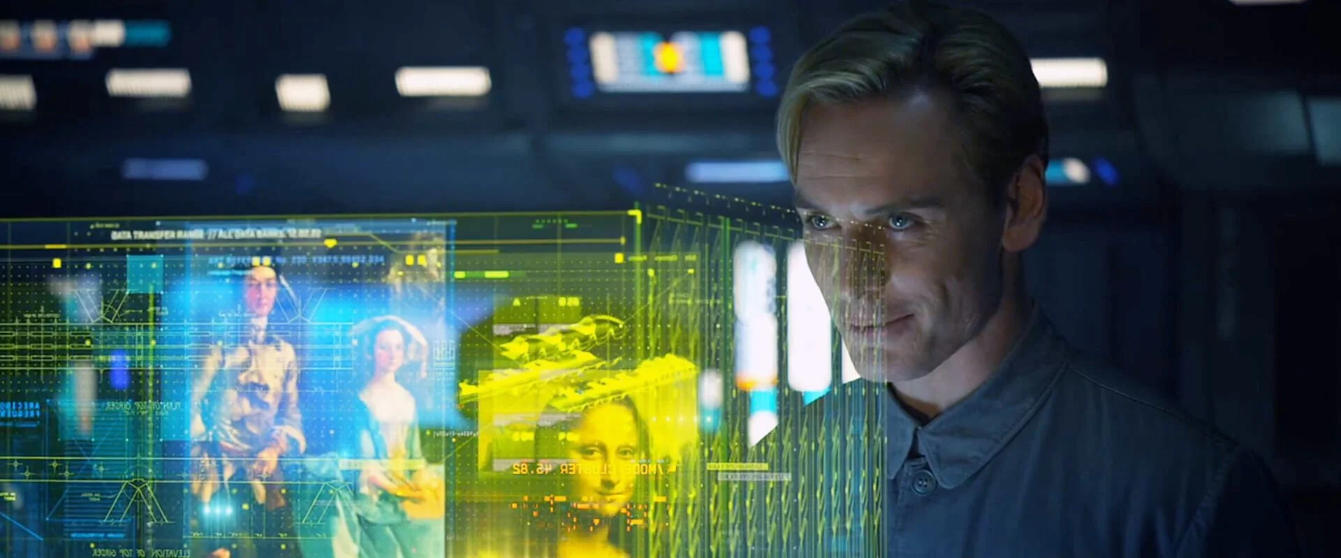 Michael Fassbender as David in Prometheus studying a star map