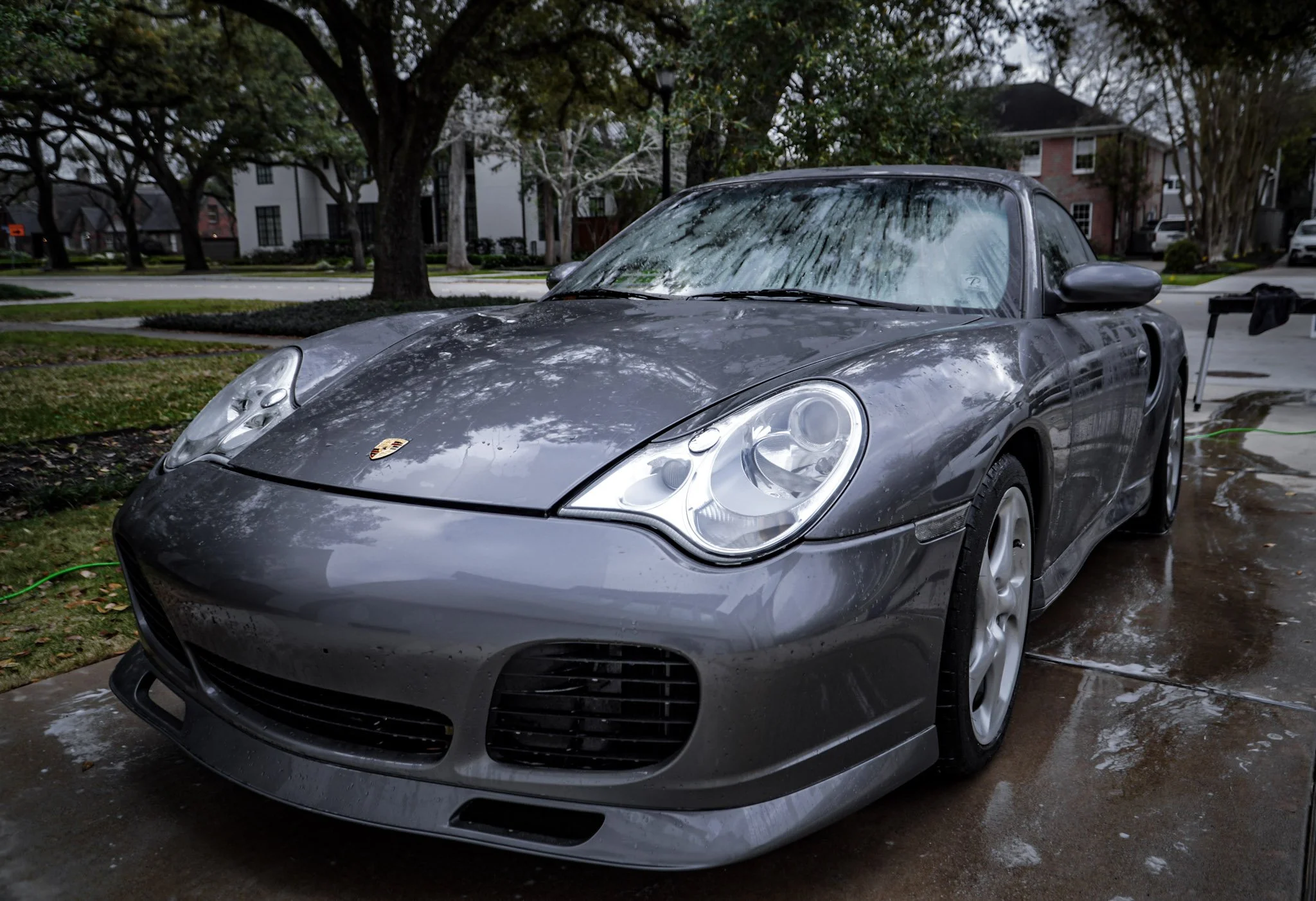 Grey Porsche 911 after detail Houston TX
