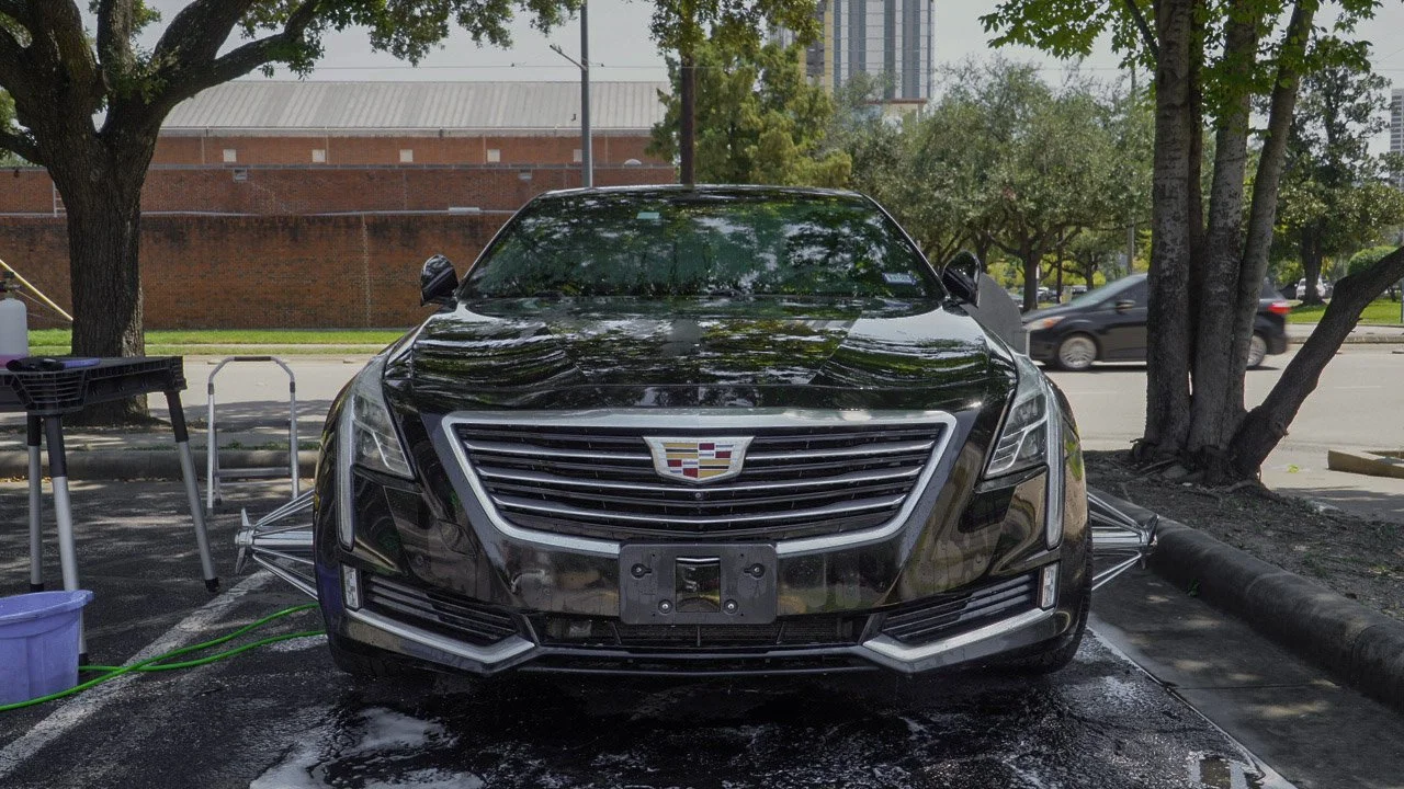 Black Cadillac CT6 paint correction Houston TX