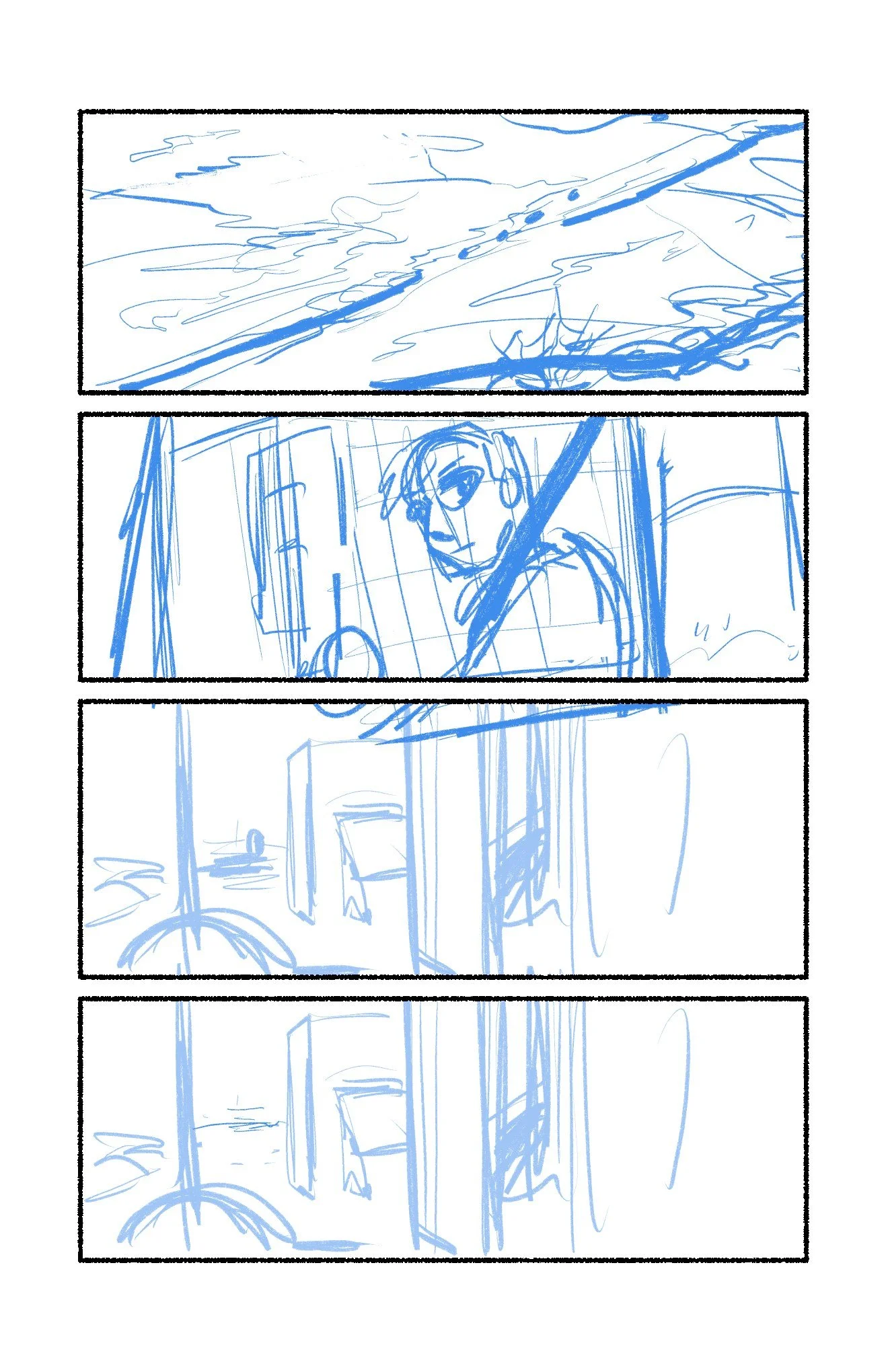 Echo One process art, Page 15, pencils