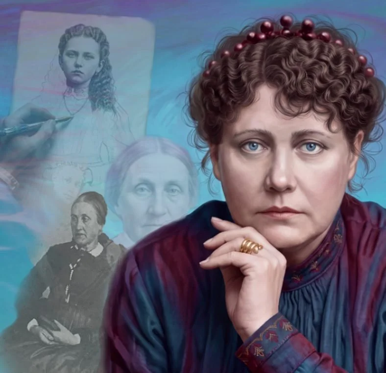An artist’s rendering of Helena Blavatsky, developed from a period photograph