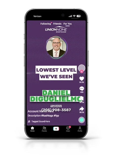 Daniel's purple branded video phone mockup
