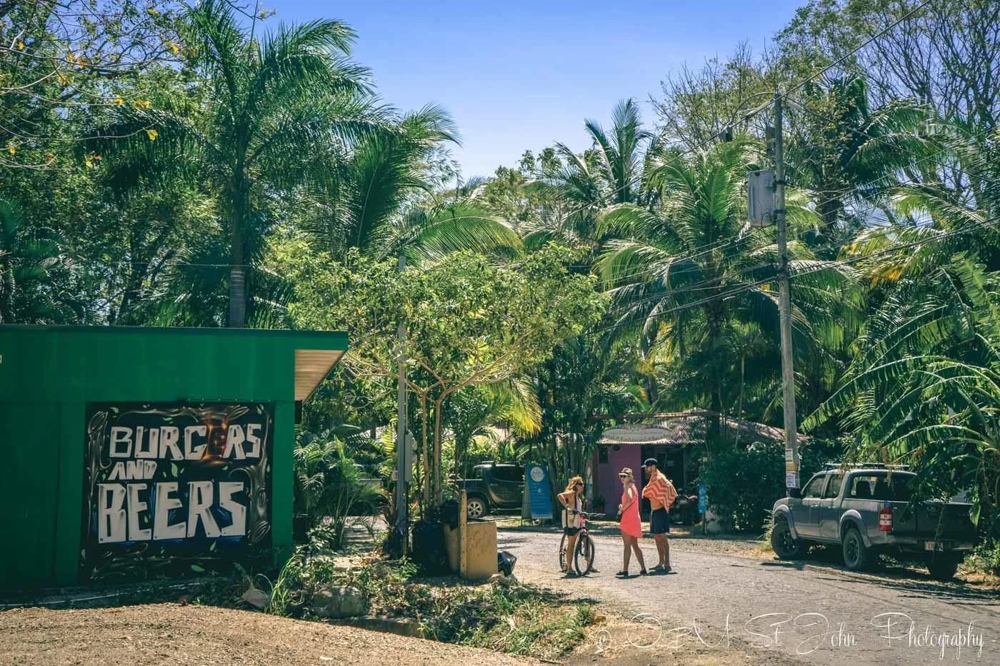 a burgers and beers sign in nosara