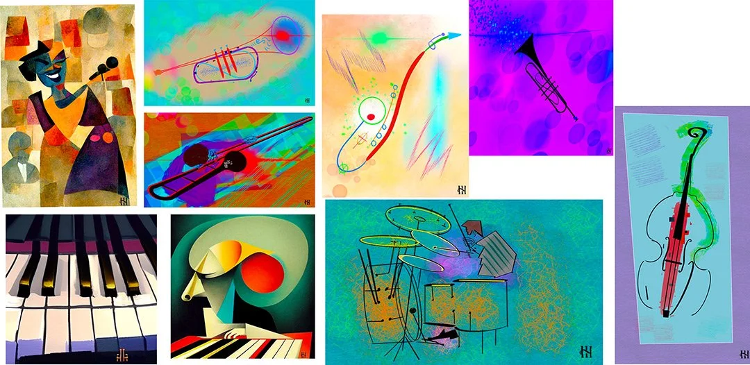 Hank Hehmsoth jazz-inspired art collage