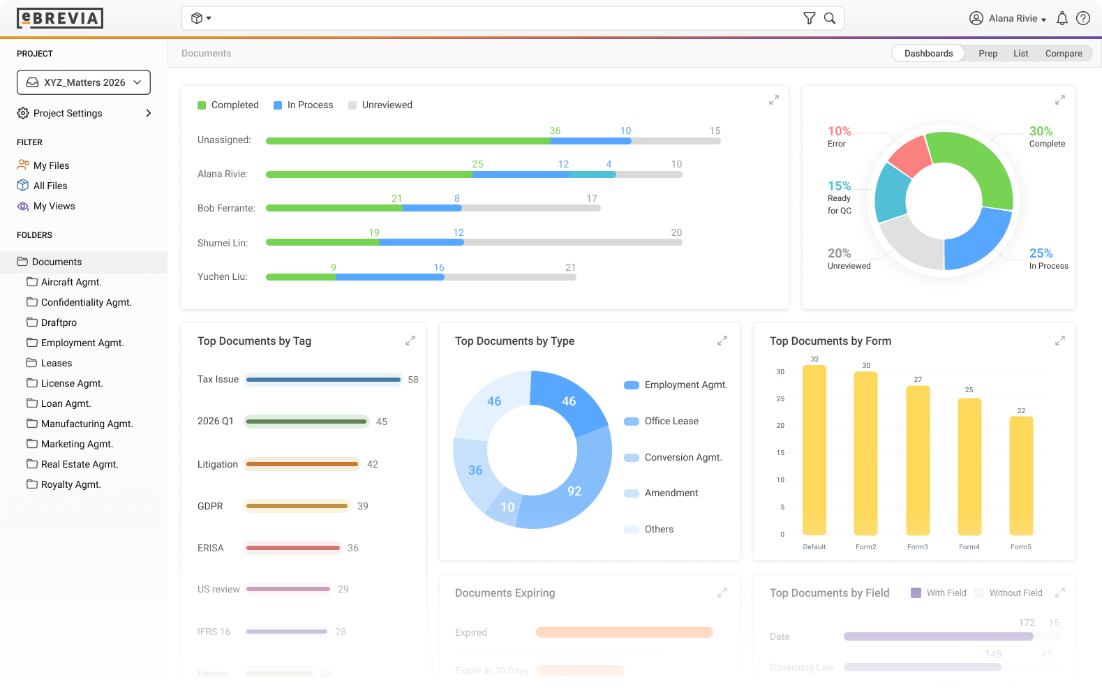 eBrevia interface