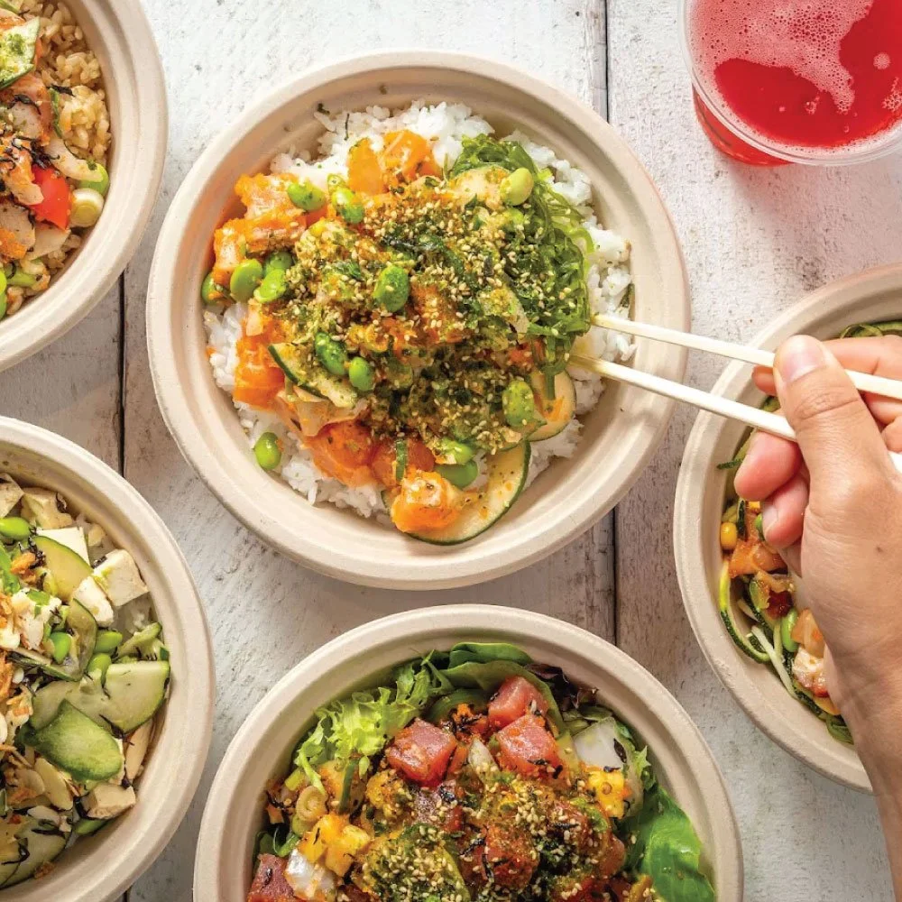 A bowl of poke food.