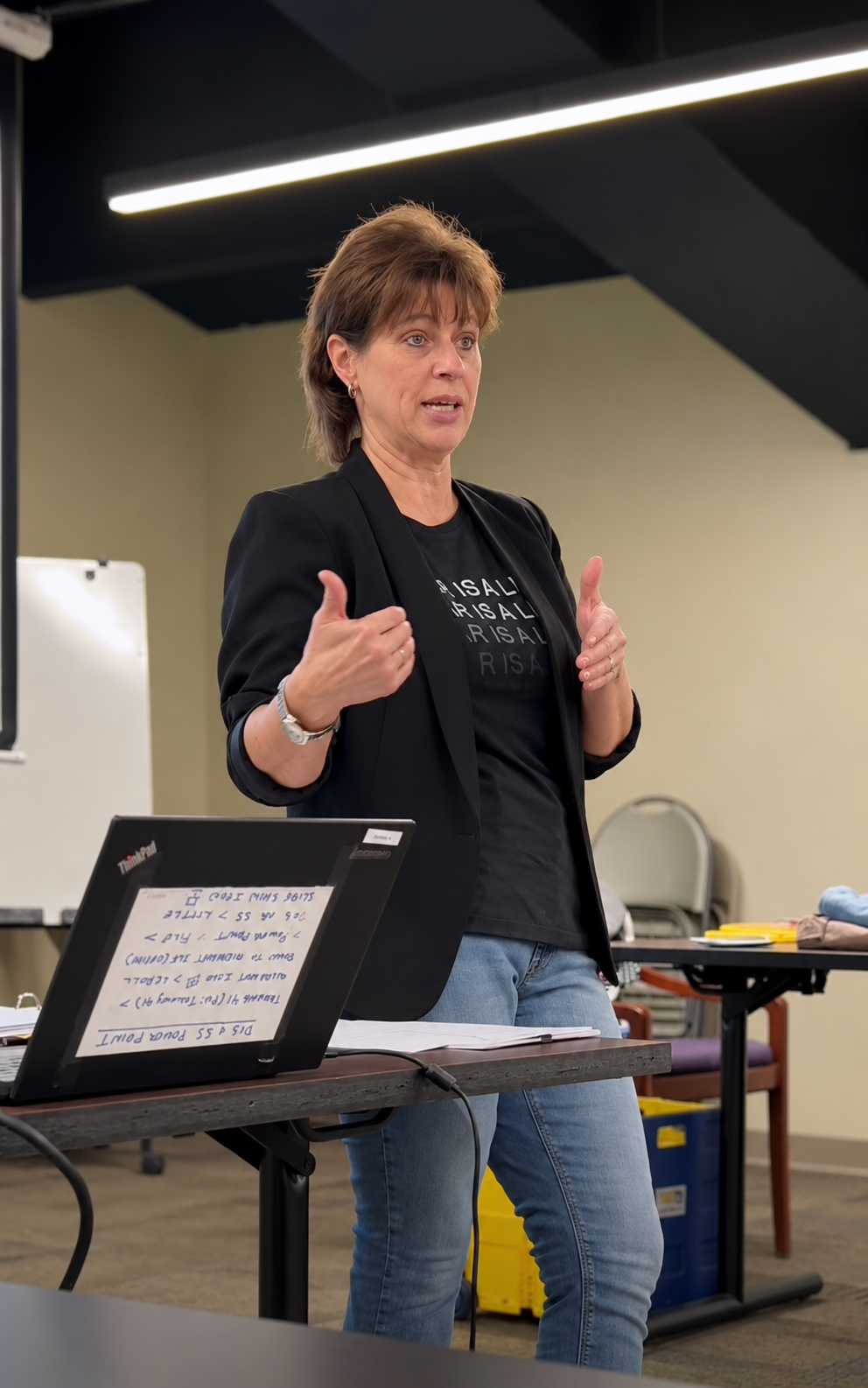 Kelli Kramer leading an interactive soft-skills training session