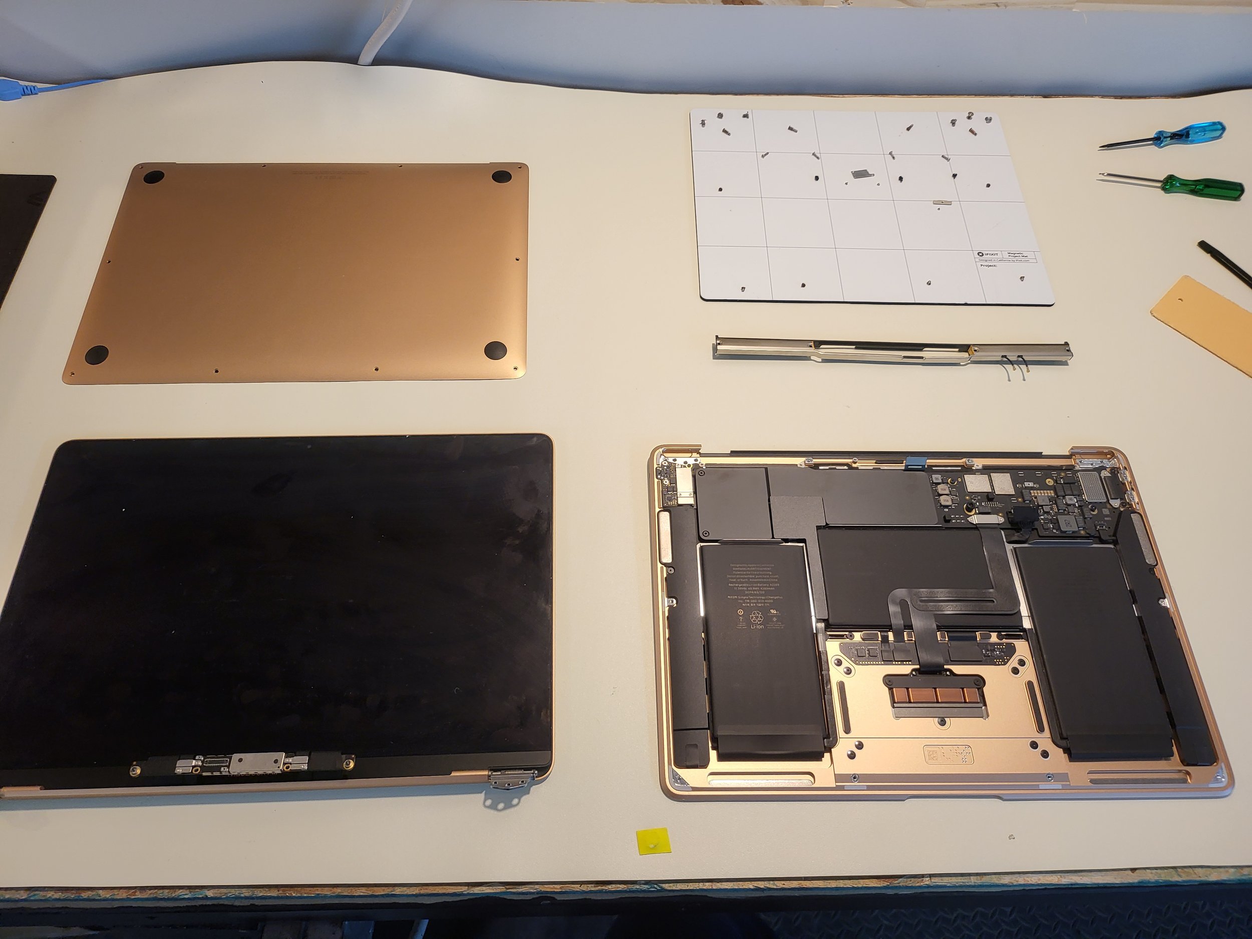 Technician Diagnosing Mac at Computer Wall in Stony Plain