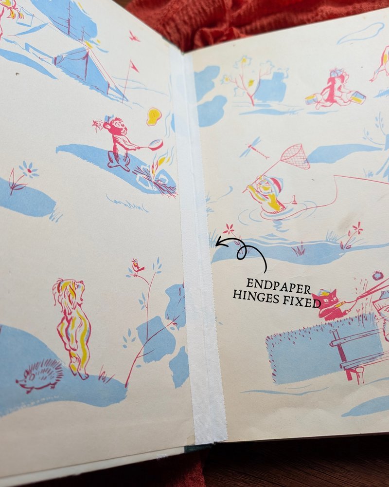 Endpaper hinges repaired inside the front cover.