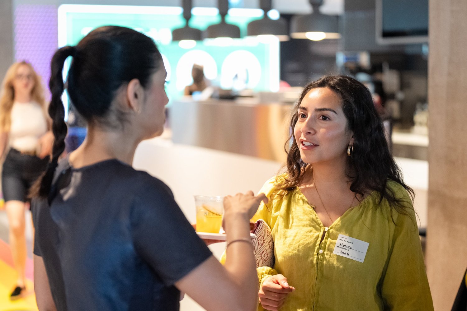 Reception conversation at Toronto Tech Week, photographed by Uptown Media