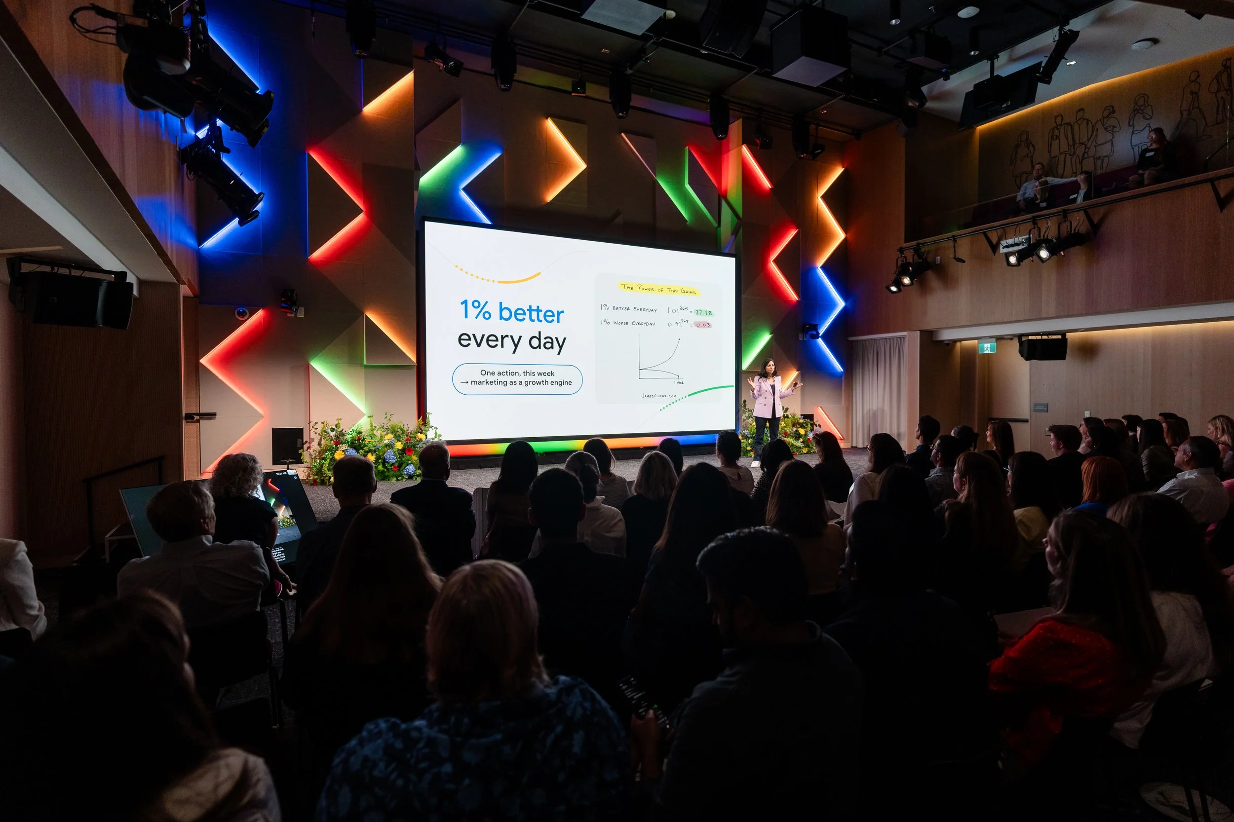 Google for Nonprofits Mission Driven Marketing conference with a speaker on stage and a full audience