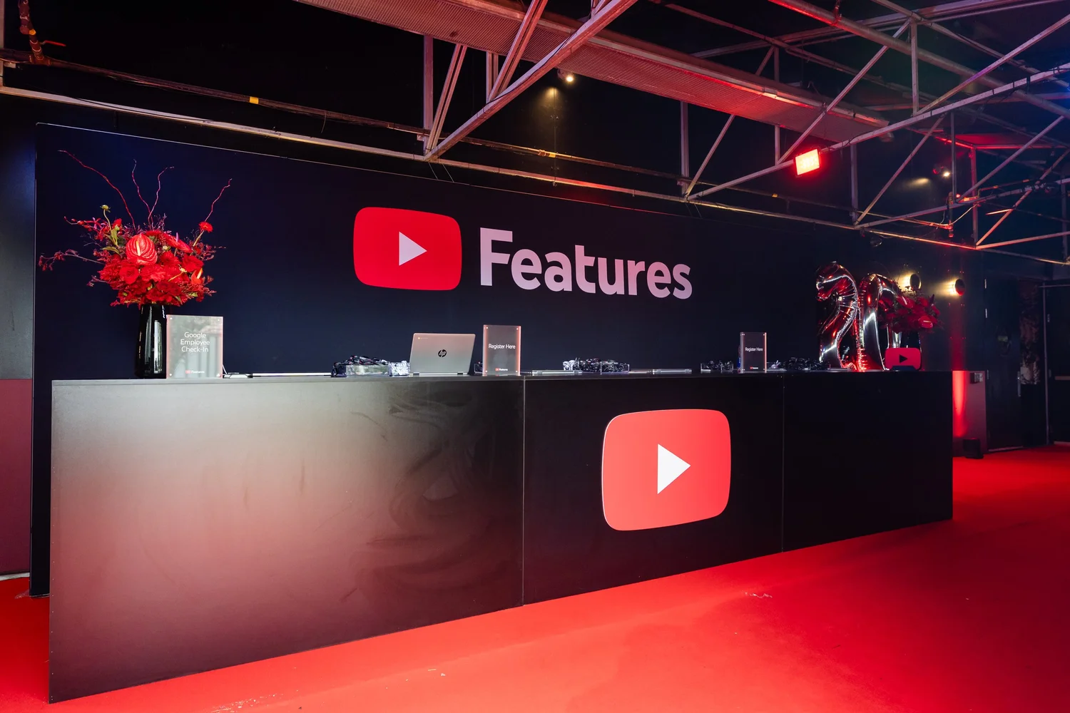 Welcome desk at YouTube Features 2025, photographed by Uptown Media