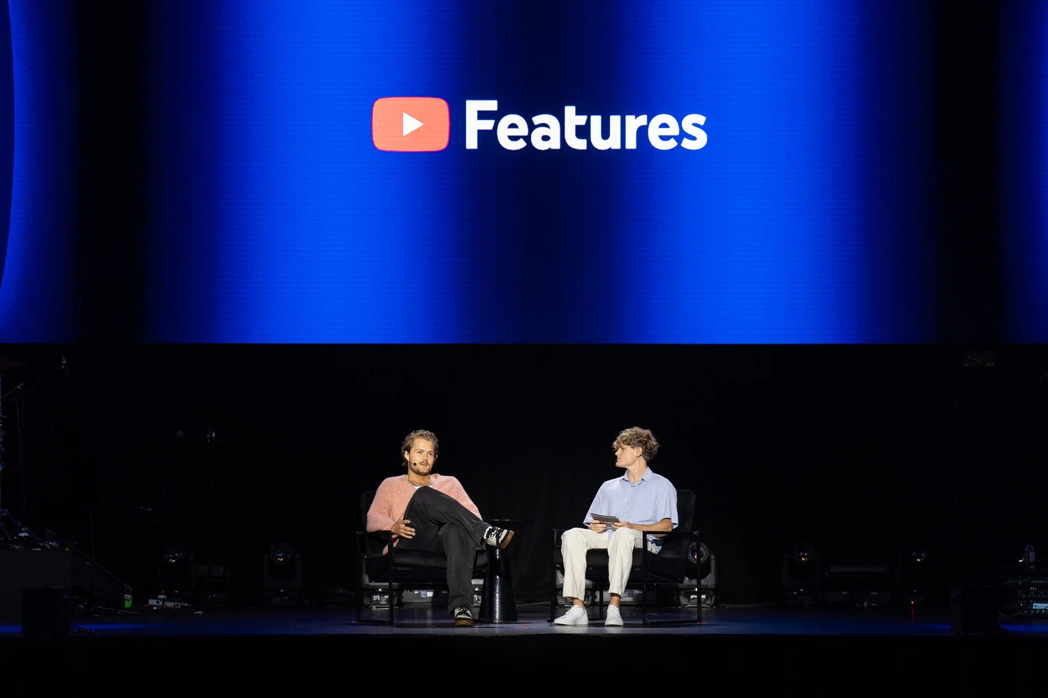 Stage interview at YouTube Features 2025, photographed by Uptown Media