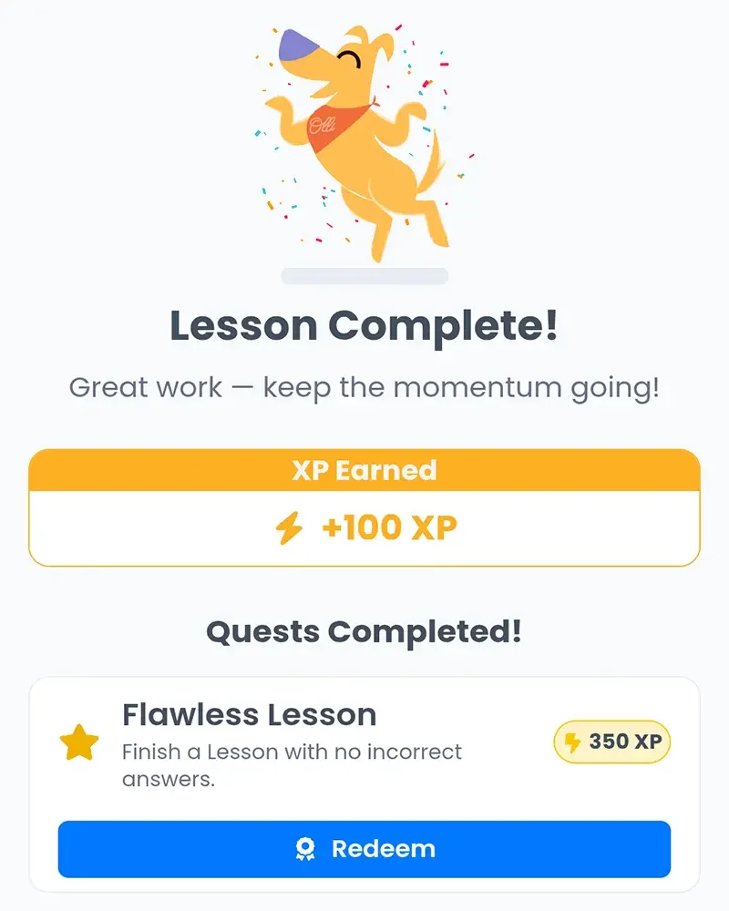 Ollivate XP and progress screen