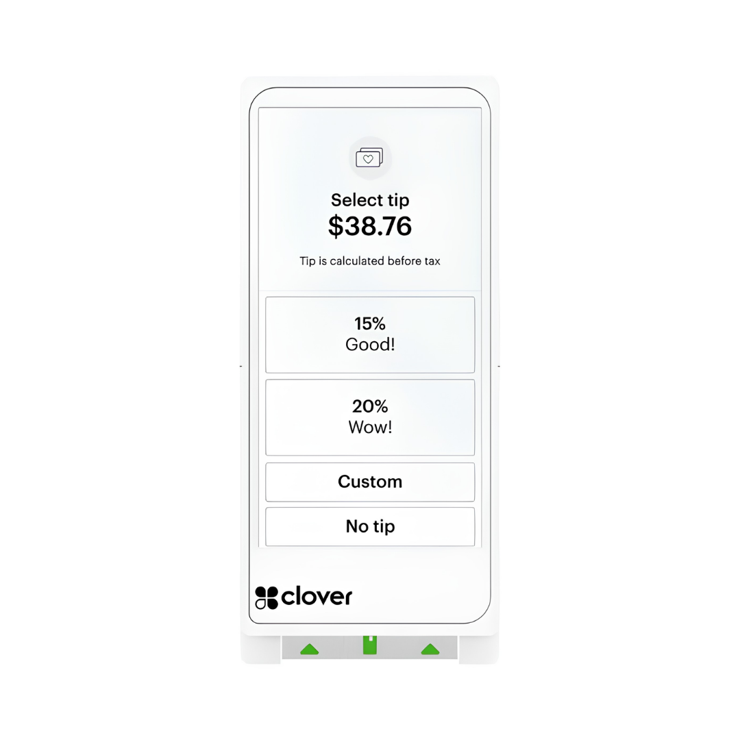 Clover device showing tip selection screen