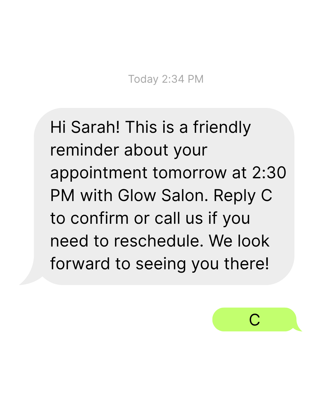 Clover salon automated text appointment reminders