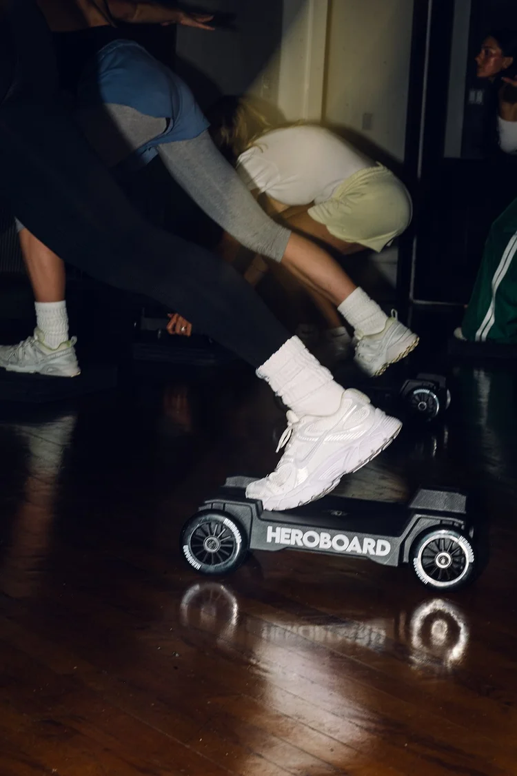 A member mid-stride on a HEROBOARD