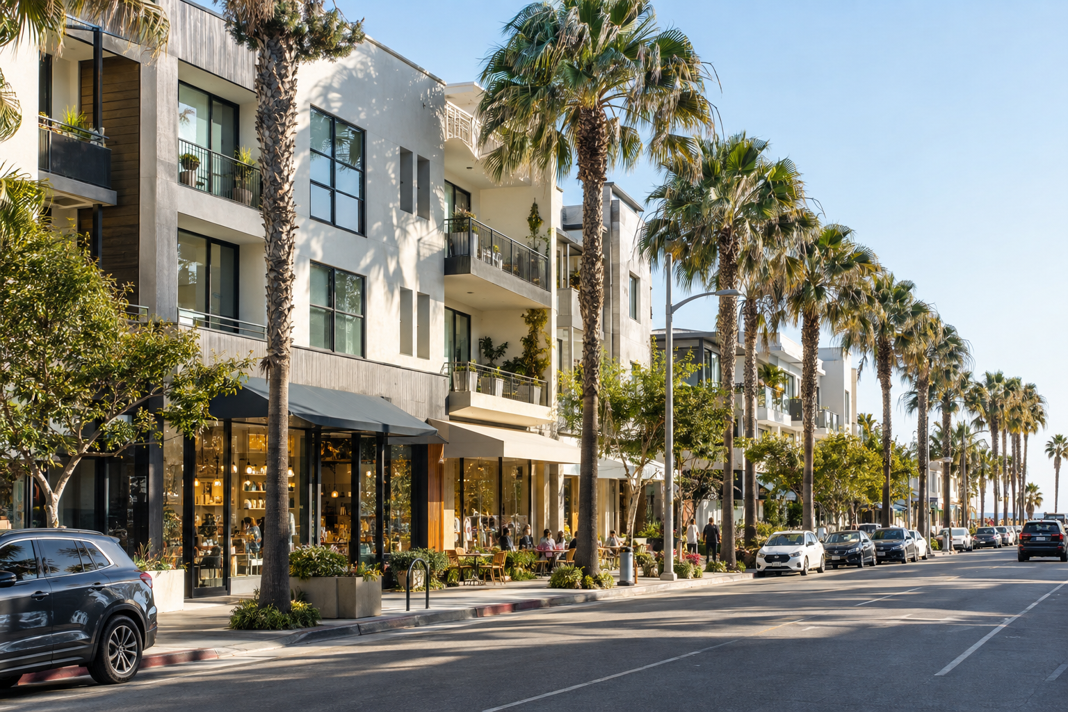 Santa Monica multifamily commercial property with parking and landscaping