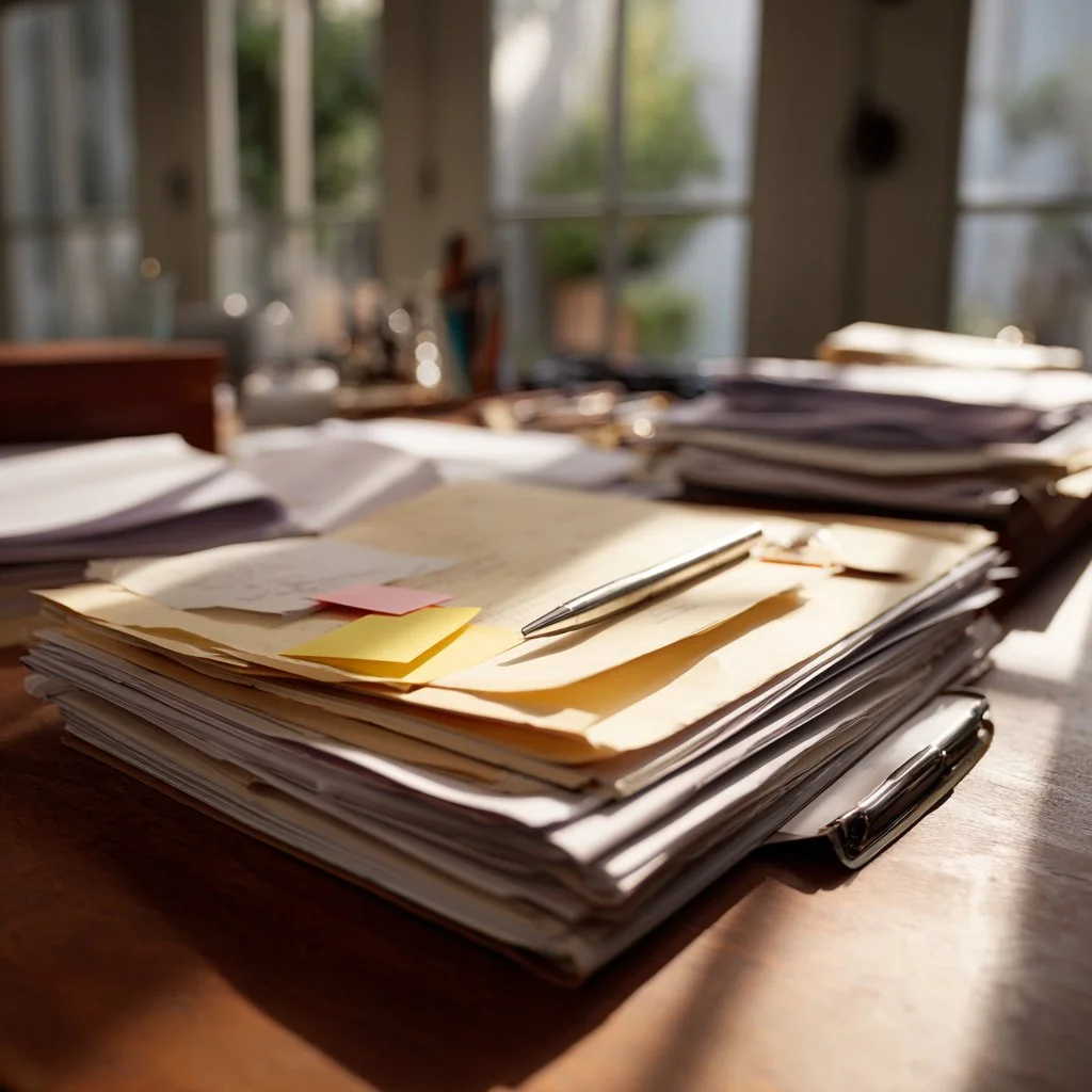 Close-up of hands reviewing an inheritance appraisal report and calculator during a planning meeting