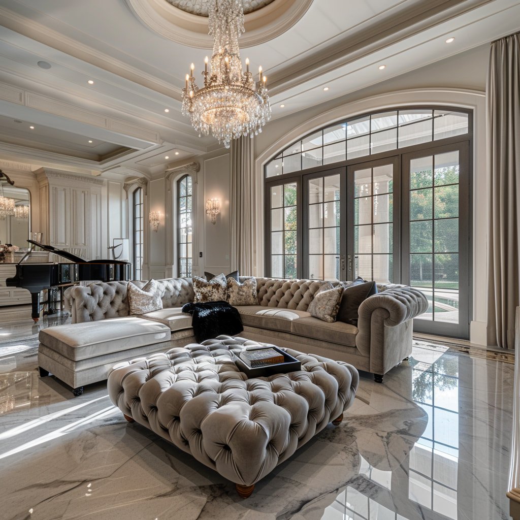 Editorial Beverly Hills living room with residential documents and home valuation testimonial