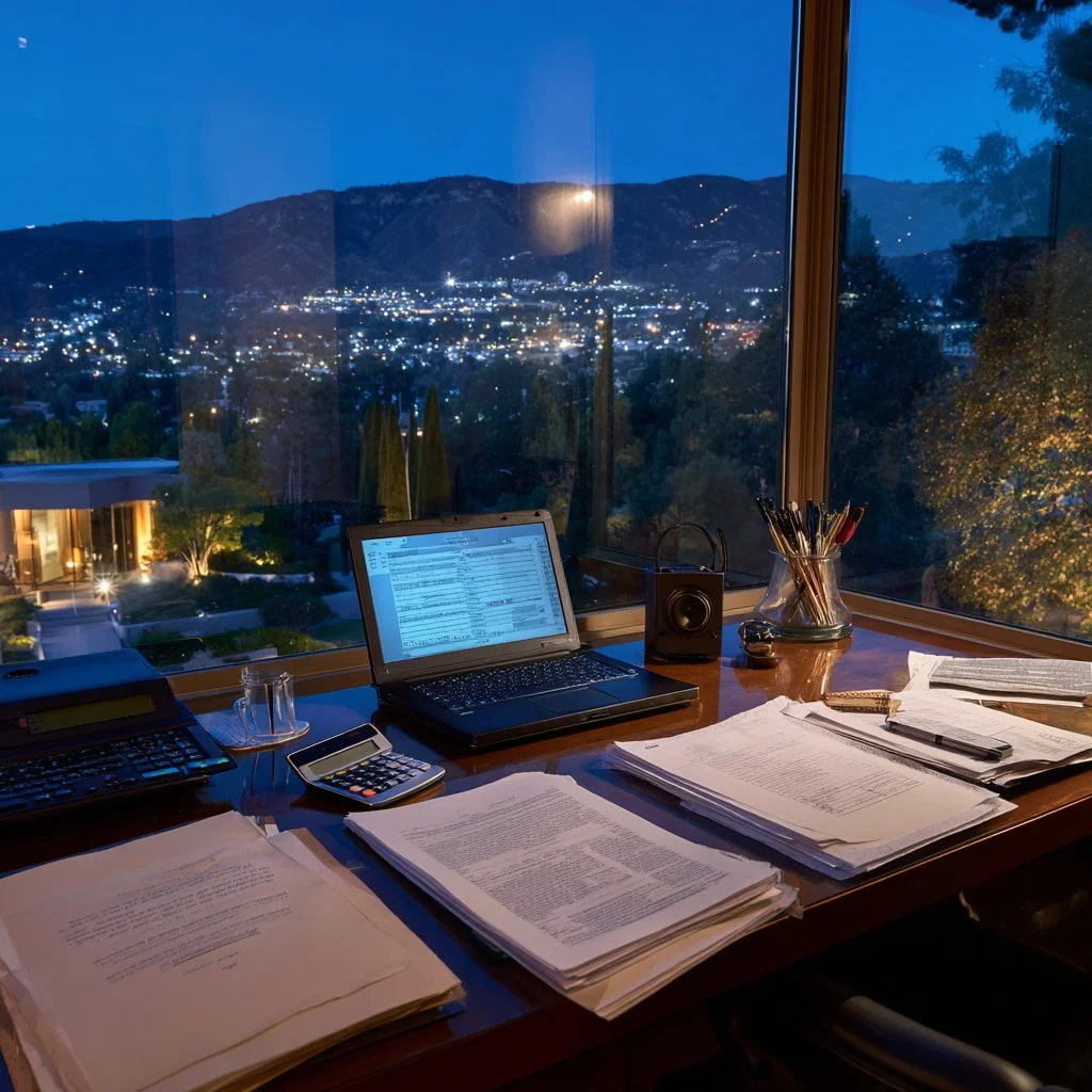 Adams Hill Glendale trustee home office with organized trust appraisal documents