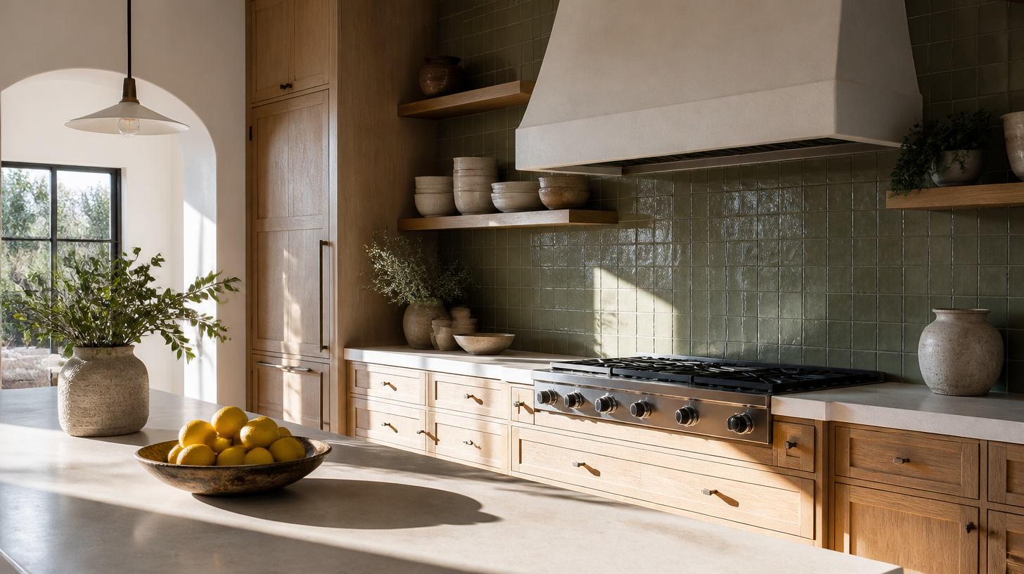 Plaster-and-Oak Kitchen, Sunlit Counter