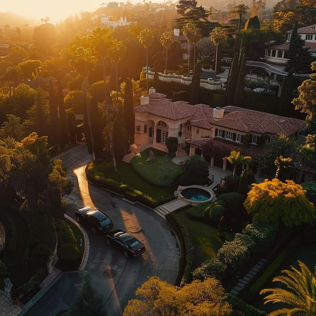 Aerial view of the Beverly Hills Flats neighborhood symbolizing equitable divorce property settlement.