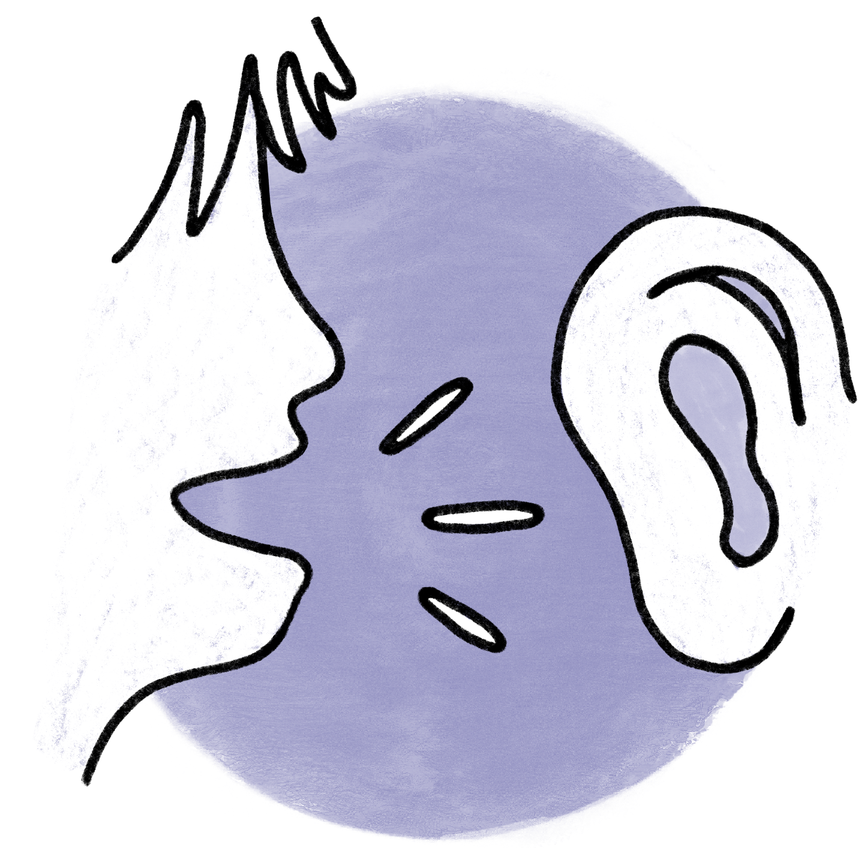 illustration of a person speaking into an ear