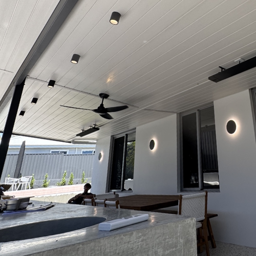 Outdoor patio lighting installed by BESS