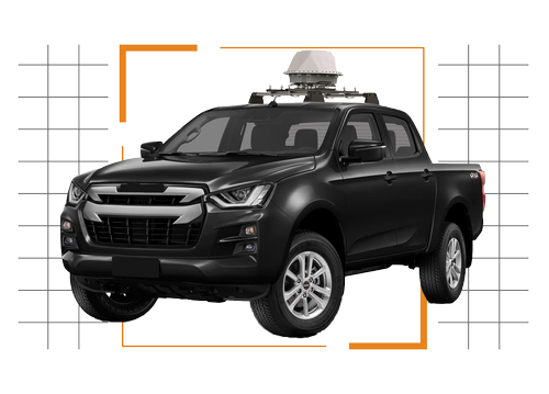 Black pickup truck fitted with an advanced radar system 