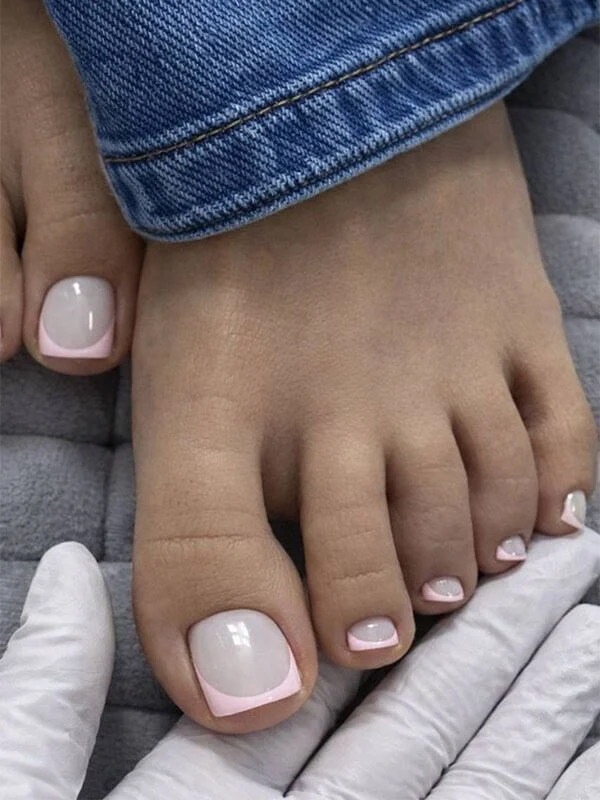 Russian dry pedicure with pink French gel design at Nail House USA in Jacksonville