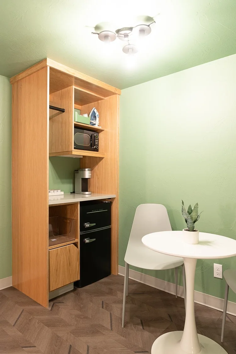 Coffee station nook in room 104