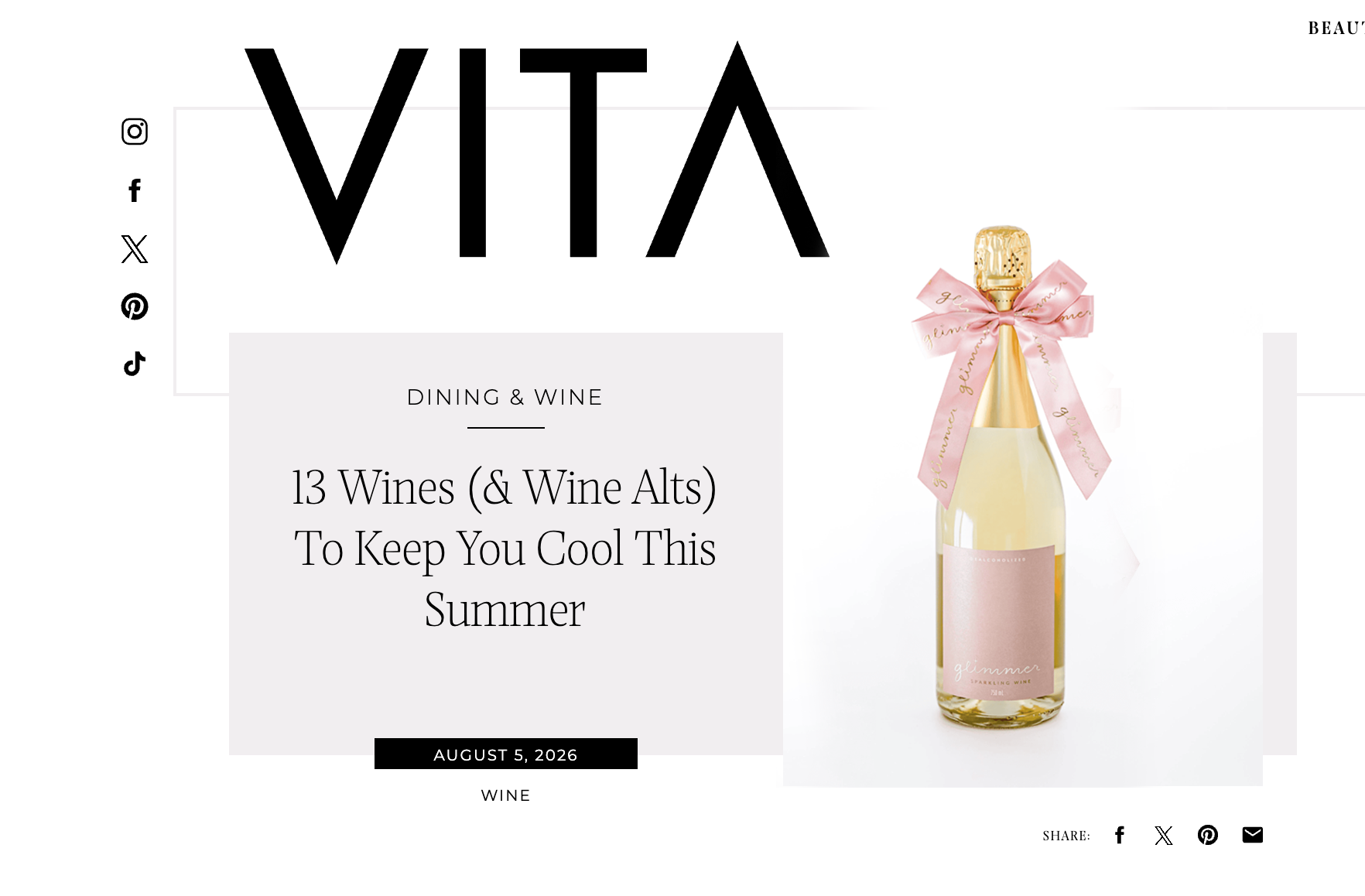 VITA Daily feature on Glimmer Wine