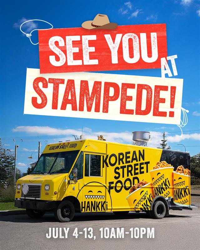 Hankki Korean Street Food truck at Calgary Stampede 2025, serving rice bowls and Korean corn dogs from July 4 to 13.
