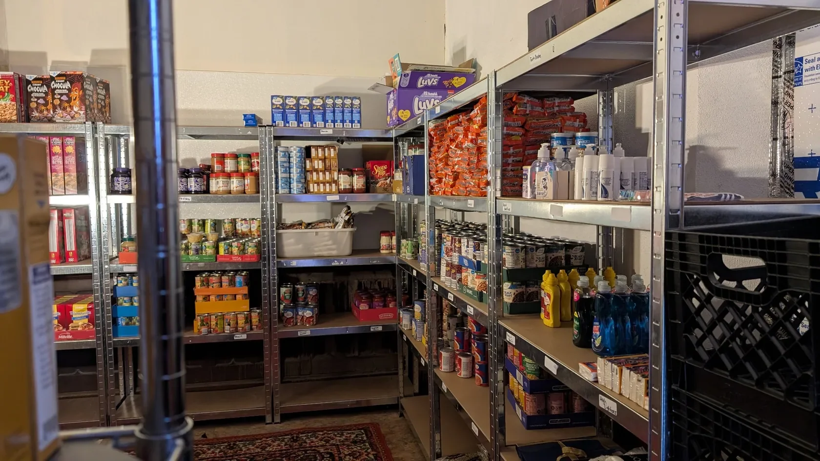 Pantry shelves prepared to serve neighbors