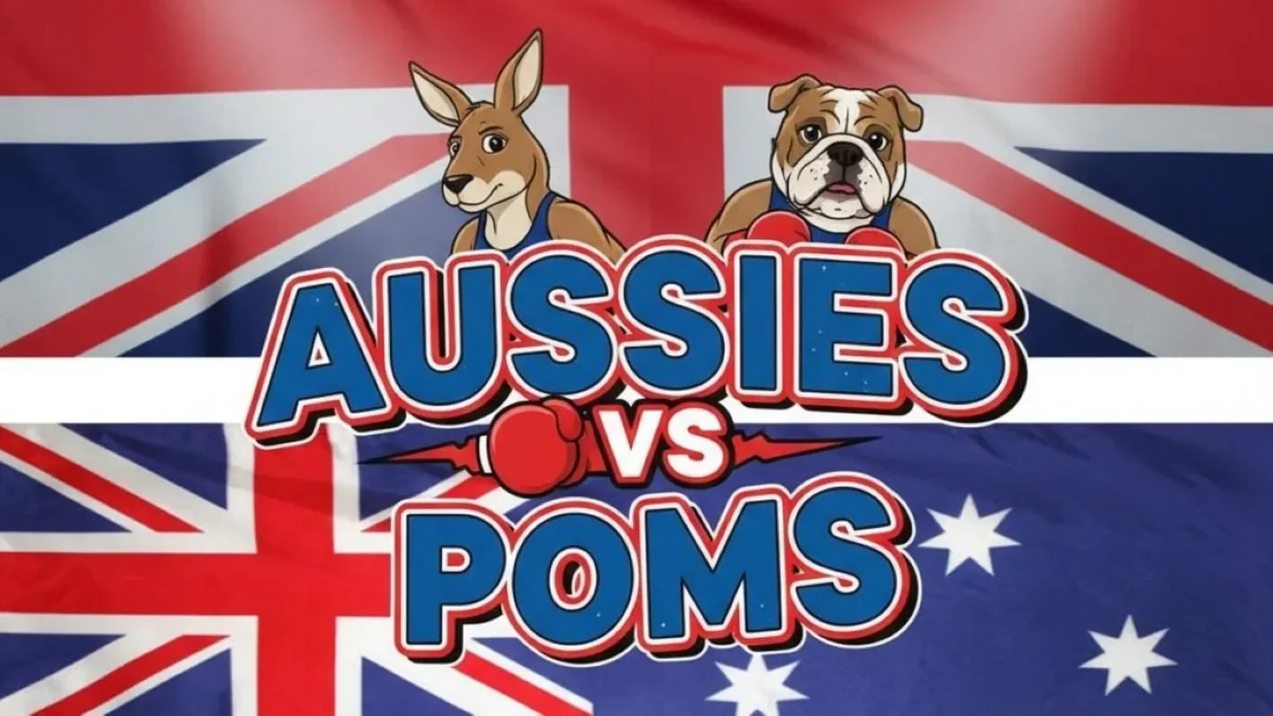 Aussies vs Poms show artwork